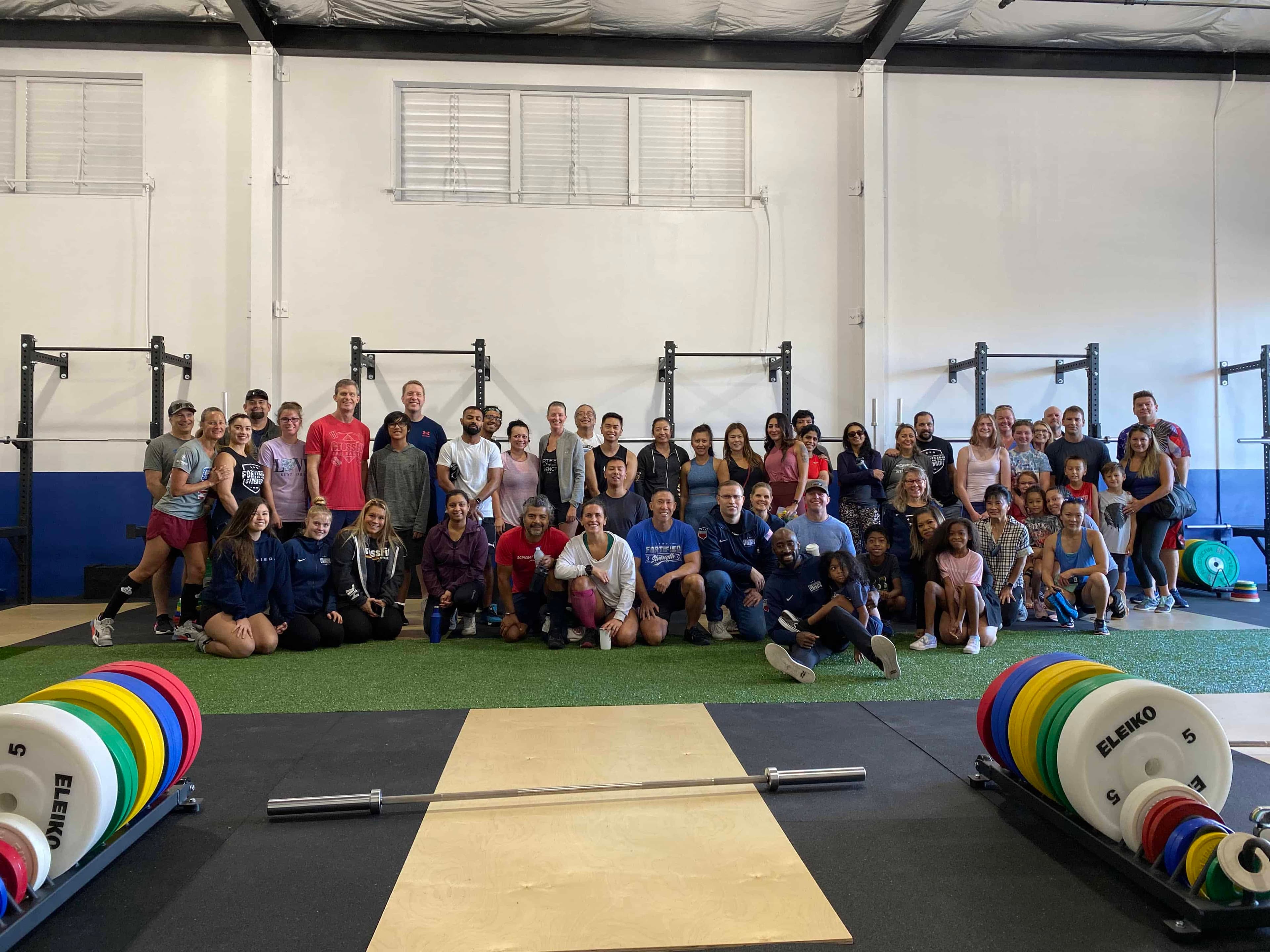The CrossFit San Ramon membership posed together across the floor of the new space
