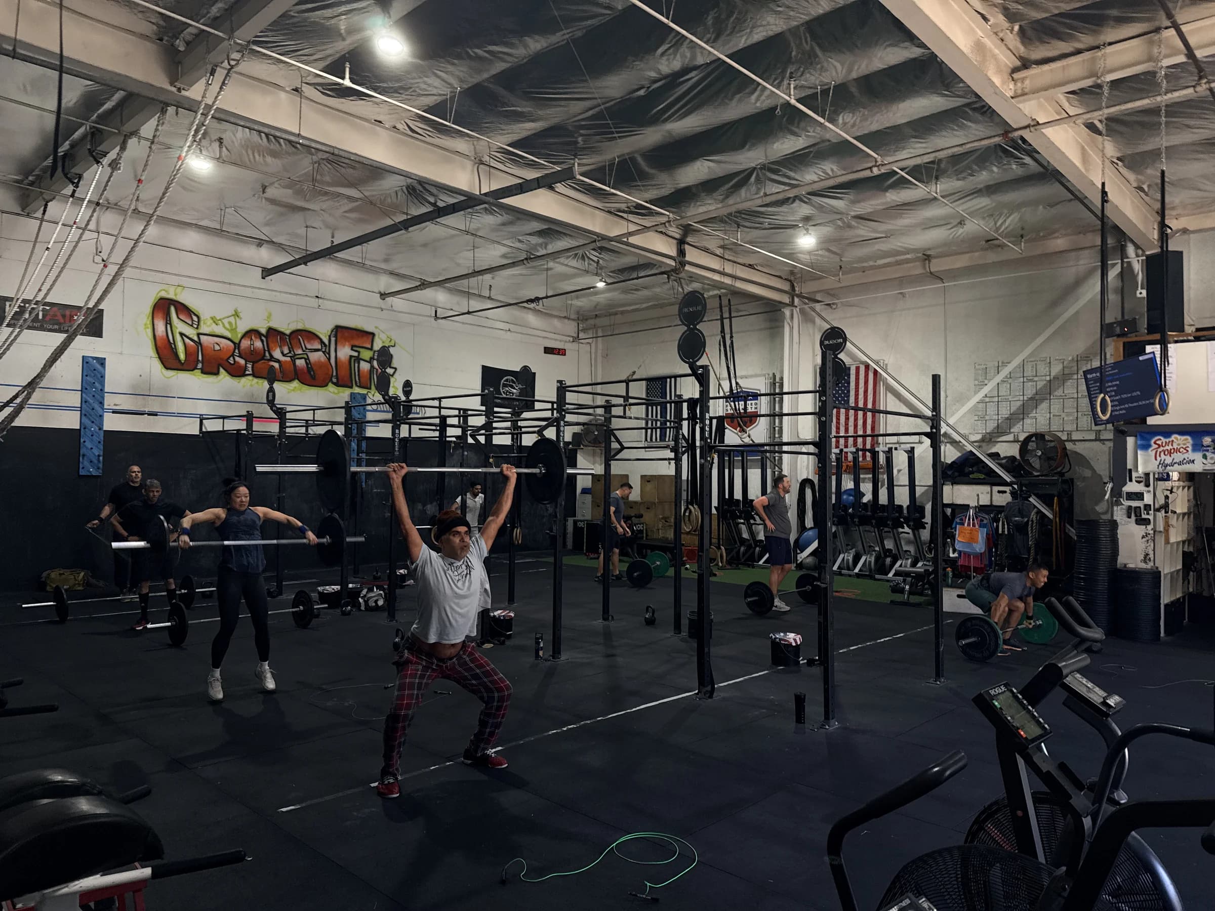 Group class doing overhead press at CFSR